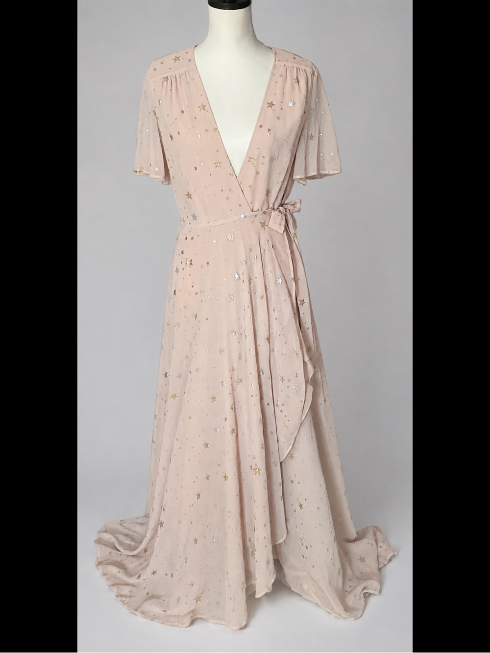 Privacy Please Blush Star-Embellished Wrap Maxi Dress